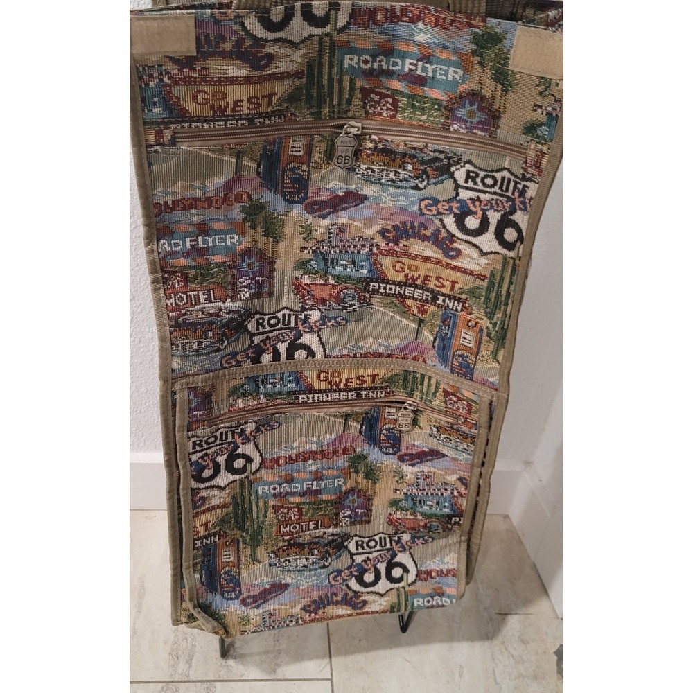 Route 66 Tapestry Rolling Shopping Cart Trolley Bag Wheeled Tote
